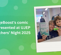 SpongeBoost's comic book presented at UJEP Researchers’ Night 2025