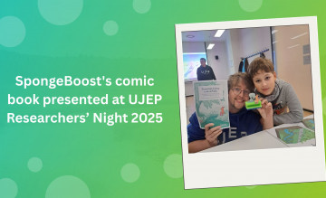 SpongeBoost's comic book presented at UJEP Researchers’ Night 2025